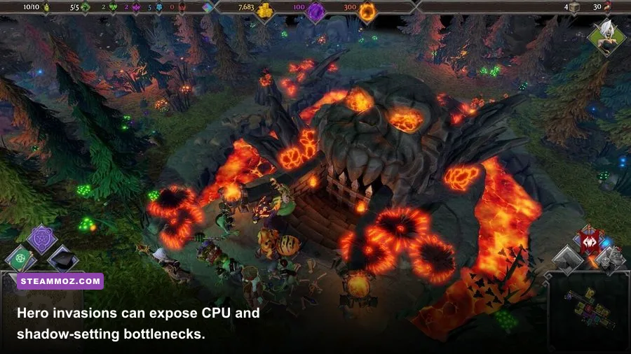 Dungeons 3 campaign battle with evil creatures fighting invading heroes