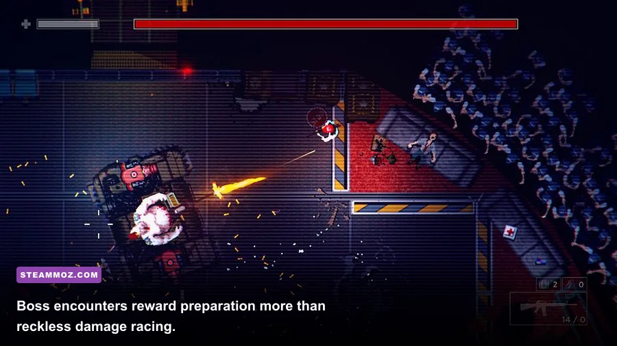 Garage Bad Trip boss battle against a large mutant enemy