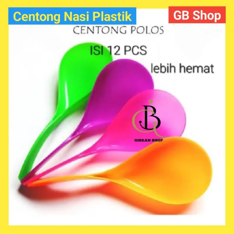 entong nasi plastik murah 12 Pcs, centong nasi plastik sendok nasi plastik pelangi