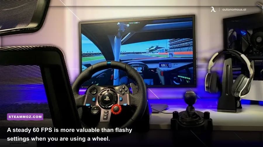 Budget PC racing wheel and monitor setup for driving games