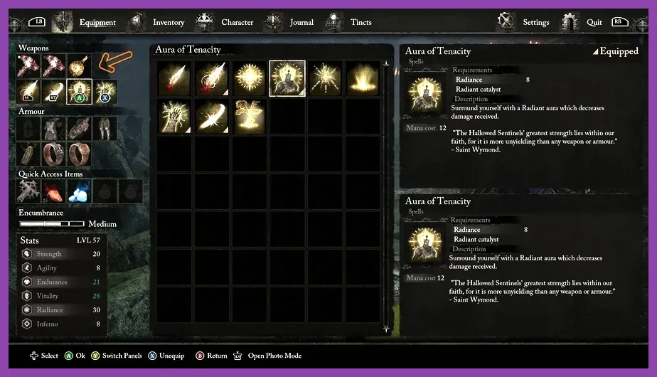 Casting a Radiance spell in Lords of the Fallen