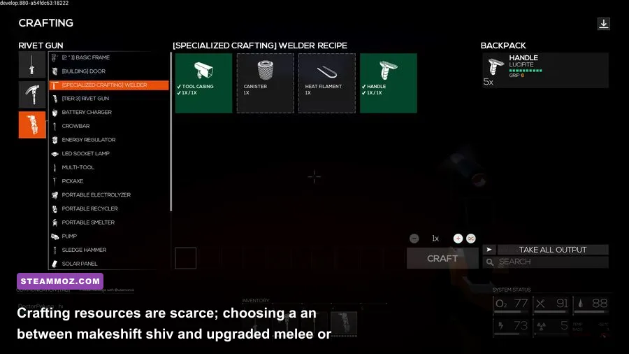 Joel opening his backpack to craft survival items in The Last of Us