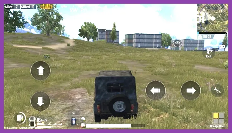 PUBG Mobile player rotating through the blue zone toward cover