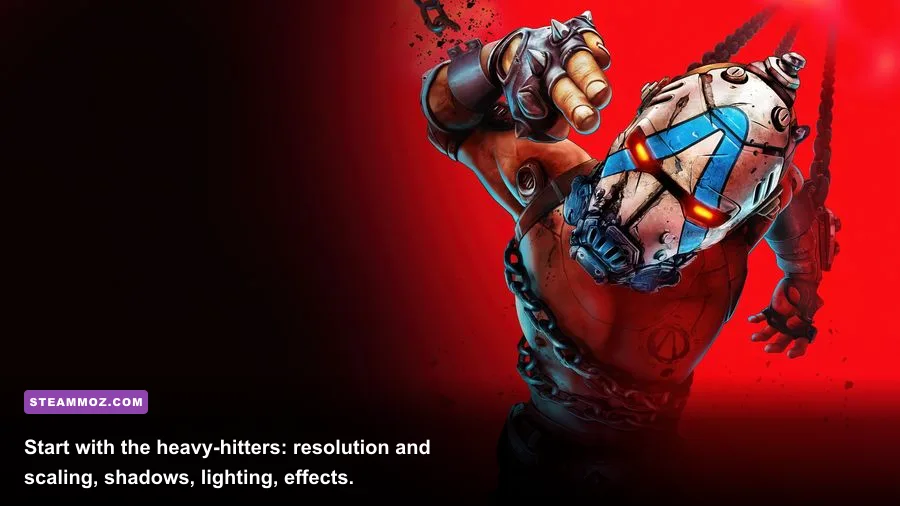 Borderlands 4 PC graphics settings menu showing resolution and performance options