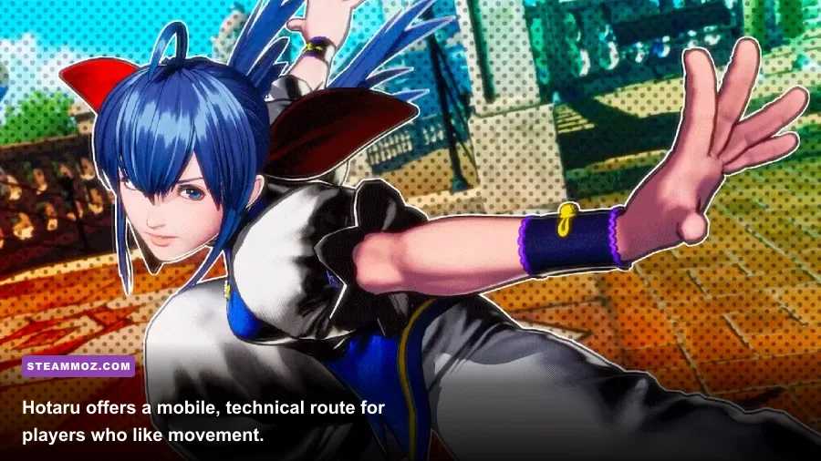 Hotaru Futaba fighting in Fatal Fury City of the Wolves with a blue REV gauge