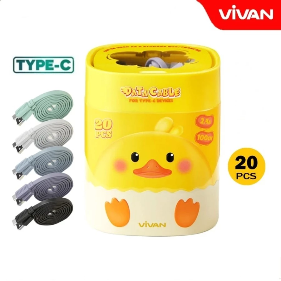 VIVAN CBC100 II Kabel Data Type C 100 Cm 2.4A ( 1 Kaleng Isi 2O Pcs )