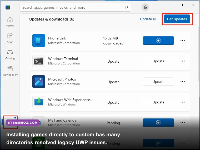 Xbox app Windows 11 installation directory and custom mod folder selection