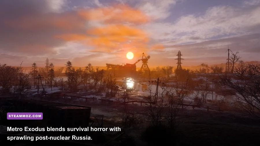 Artyom explores the irradiated surface in Metro Exodus