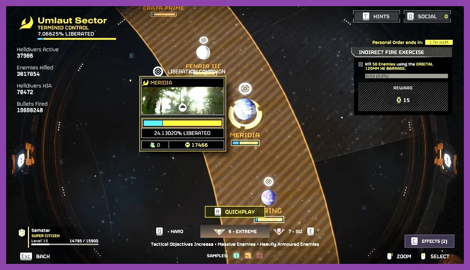 Helldivers 2 galactic war map showing liberated planets