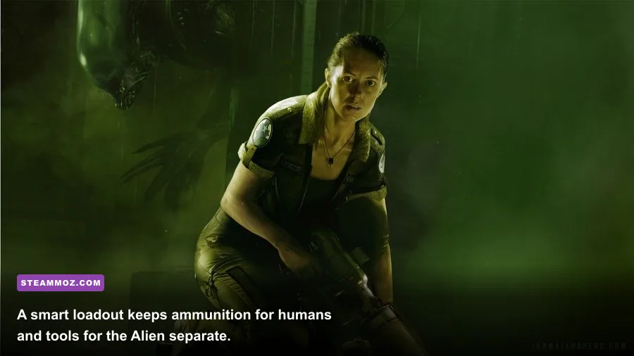 Alien Isolation shotgun and revolver beside a save station in Sevastopol