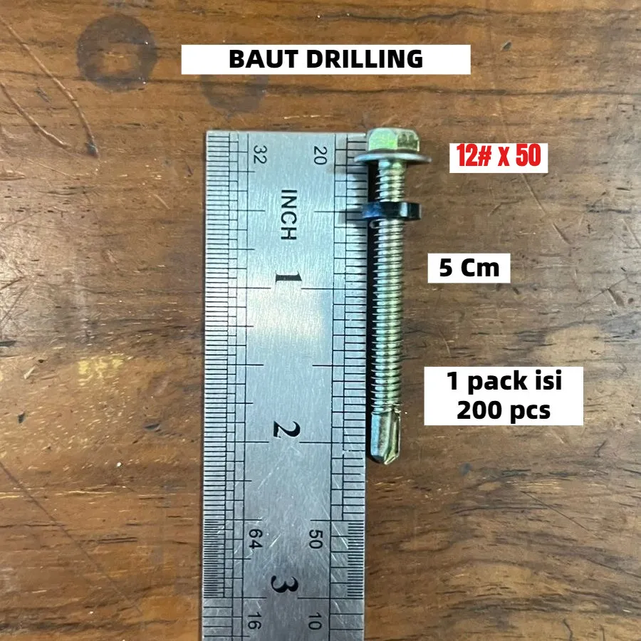 (50 PCS) BAUT ROOFING BAJA RINGAN 12x25 (2,5CM) & 12x50 (5CM) / Sekrup Roofing Kuning - Gambar 4