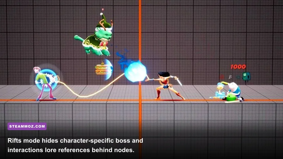 MultiVersus Rifts mode node progression screen showing hidden dialogue encounters