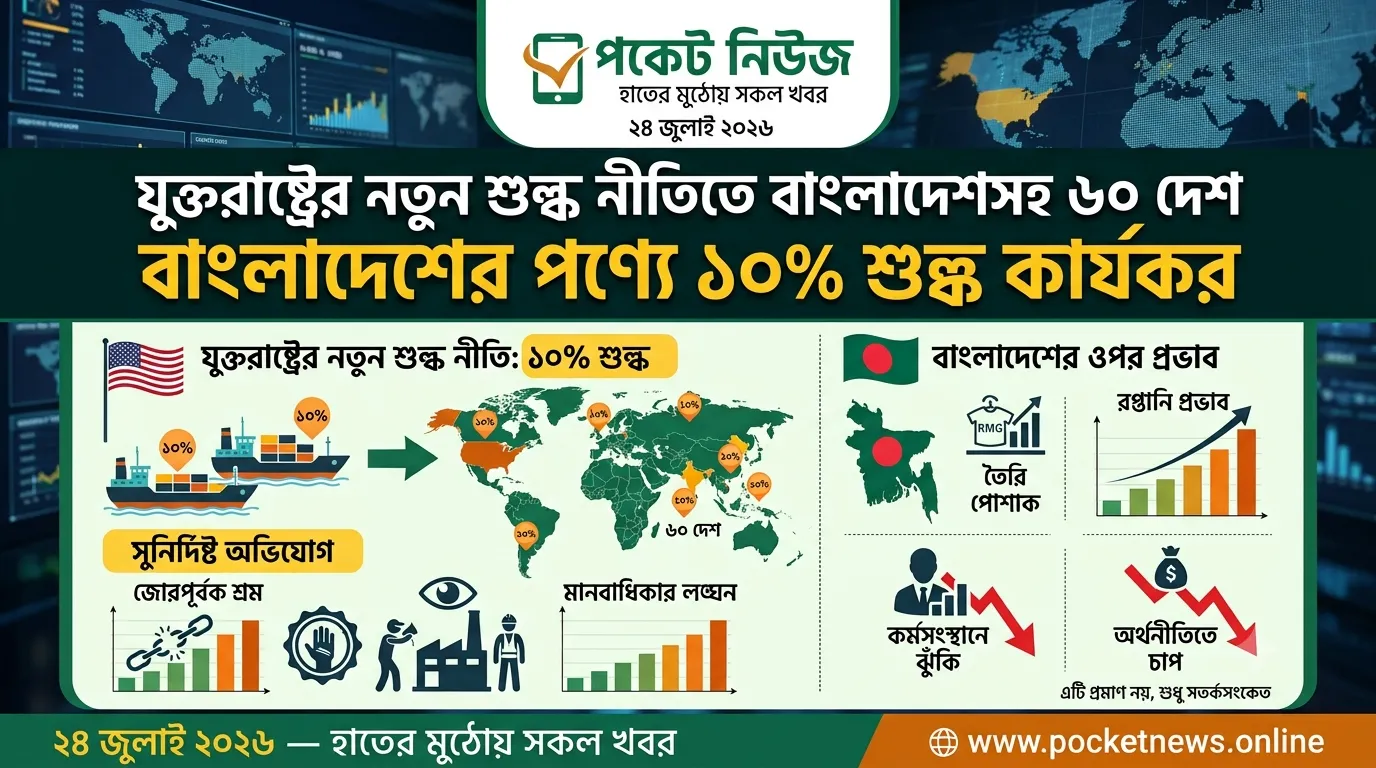 যুক্তরাষ্ট্রের নতুন শুল্ক নীতিতে বাংলাদেশসহ ৬০ দেশ, বাংলাদেশের পণ্যে ১০% শুল্ক কার্যকর যুক্তরাষ্ট্রের নতুন শুল্ক নীতিতে বাংলাদেশসহ ৬০ দেশ, বাংলাদেশের পণ্যে ১০% শুল্ক কার্যকর