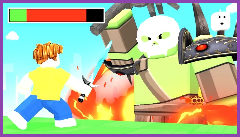 Defeating a hard boss in Roblox to claim character tokens