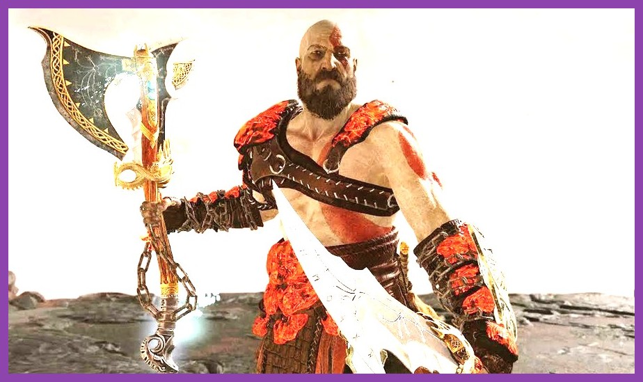 Kratos equipped with Leviathan Axe and Blades of Chaos in God of War