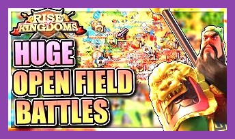 Massive open field battle in Rise of Kingdoms featuring infantry and cavalry marches