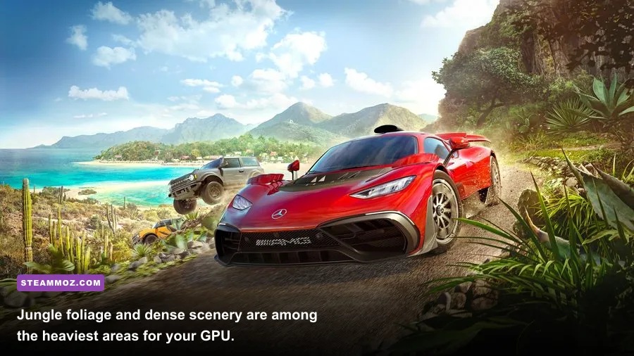 Forza Horizon 5 PC gameplay on a detailed jungle road in Mexico