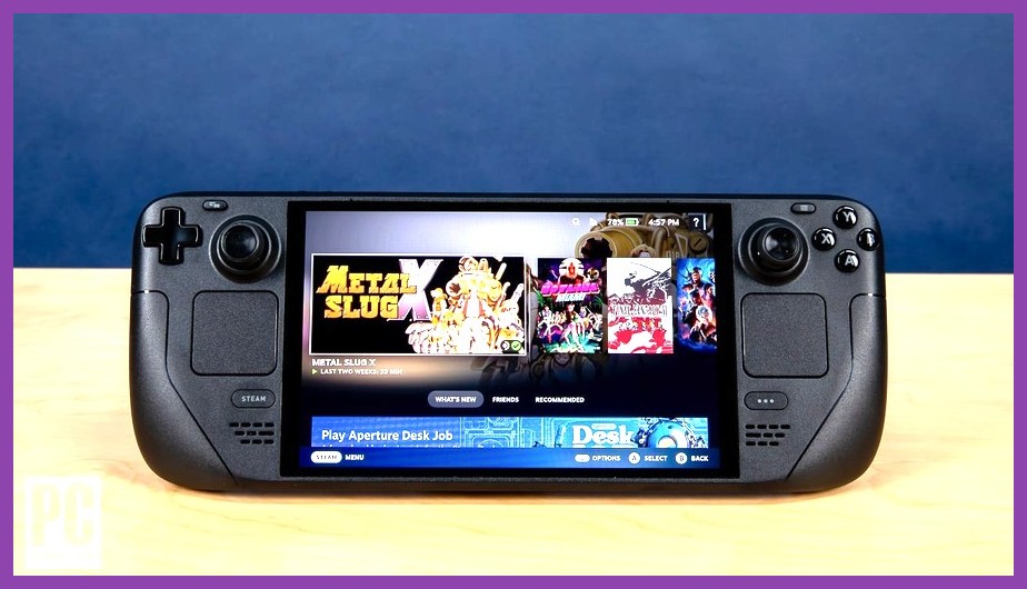 Valve Steam Deck OLED handheld gaming device in action