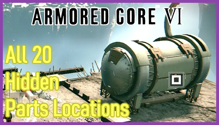 Armored Core 6 custom mecha standing near a discovered secret chest