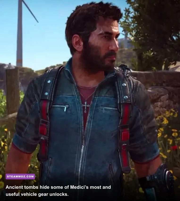Rico Rodriguez exploring an ancient tomb in Just Cause 3