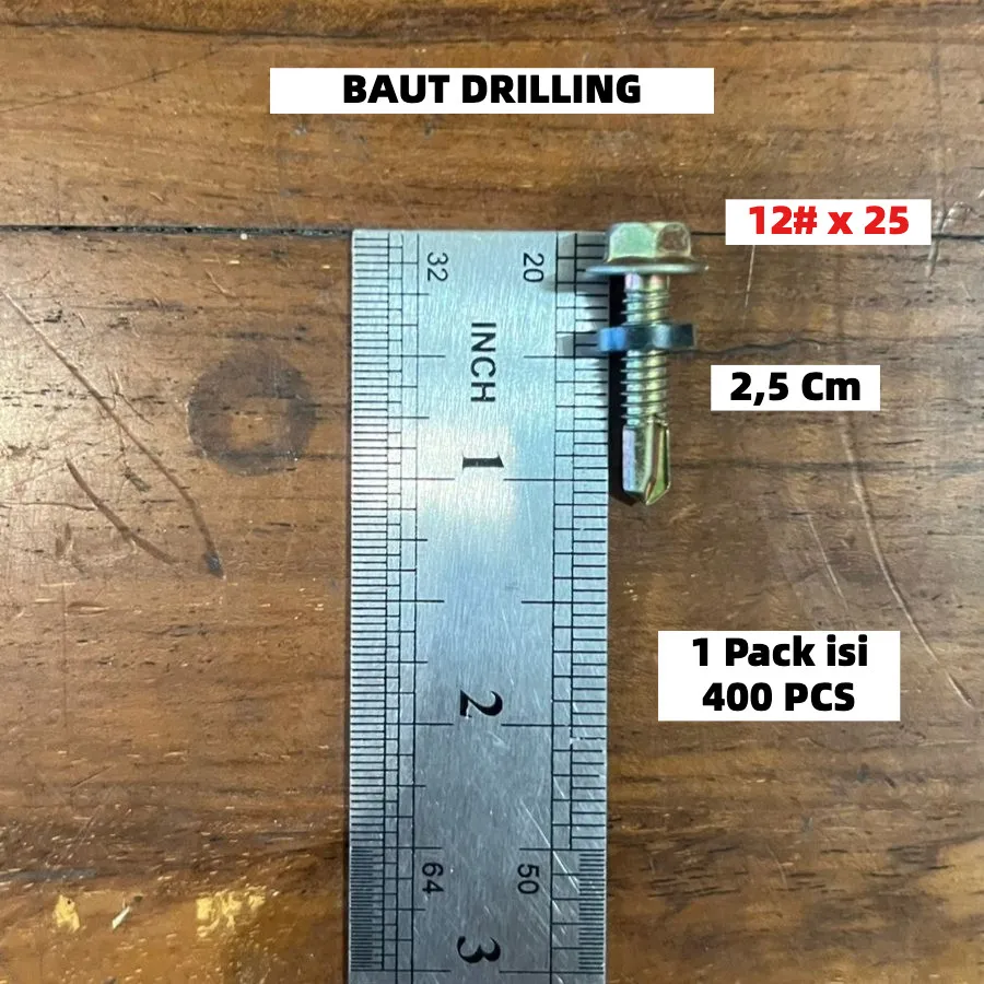 (50 PCS) BAUT ROOFING BAJA RINGAN 12x25 (2,5CM) & 12x50 (5CM) / Sekrup Roofing Kuning - Gambar 3
