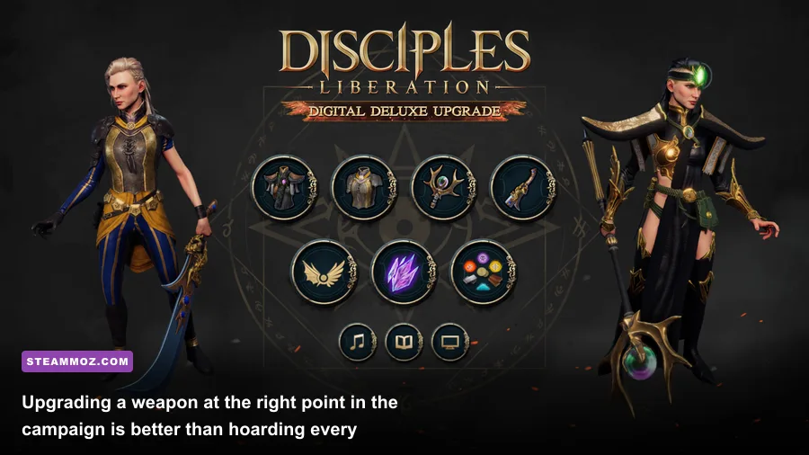 Disciples Liberation equipment upgrade and rune management screen