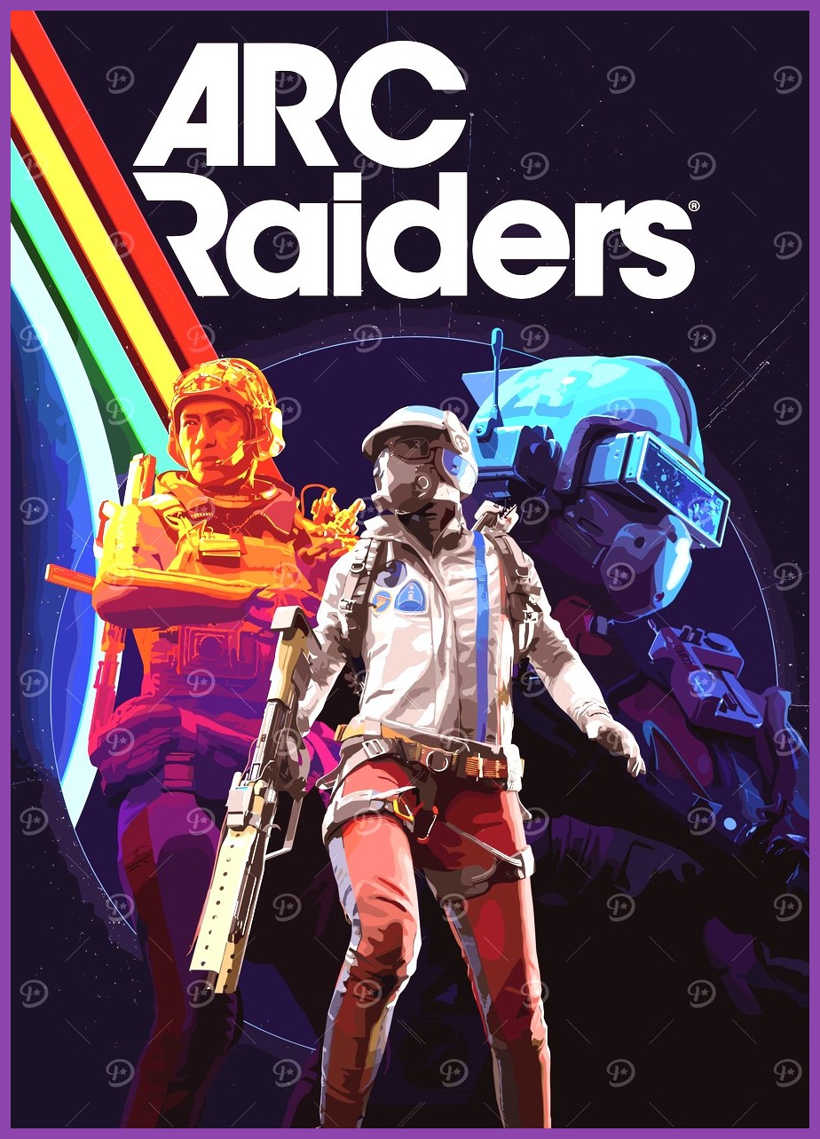 Arc Raiders official cover art showing neon battlefield