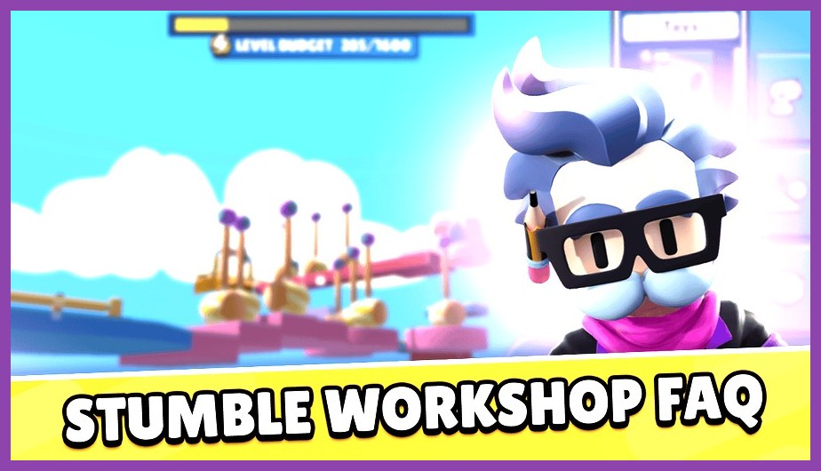 Stumble Workshop editor interface showing placement of custom obstacles and platforms