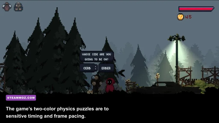Deleveled puzzle level with separated black and white falling blocks