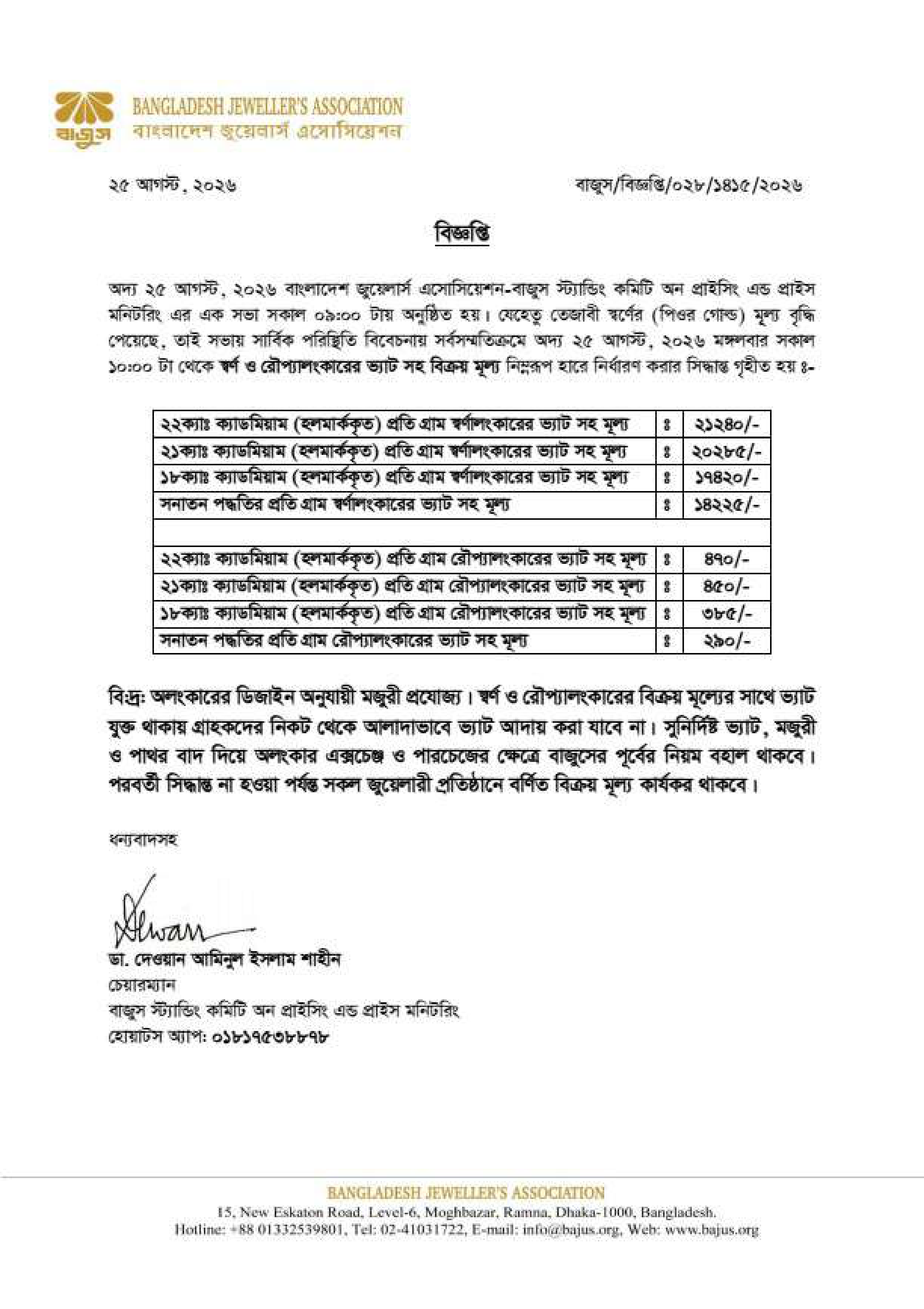 রুপার ভরি কত ২০২৬ - Rupar Vori Koto 2026 in Bangladesh 1 25 August 2026