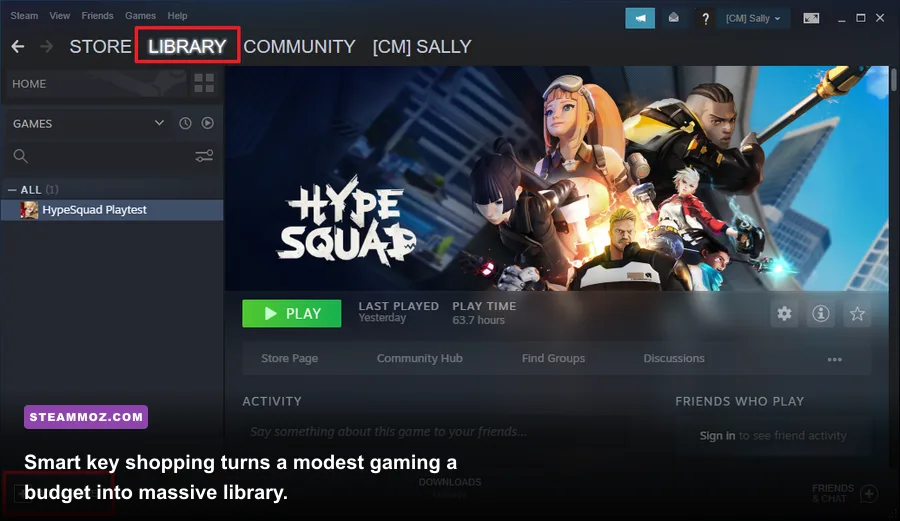 Activating a digital PC game key on Steam