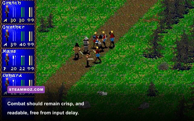Darklands tactical combat with party members fighting enemies