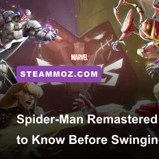 Peter Parker swinging between skyscrapers in Marvel's Spider-Man Remastered on PC