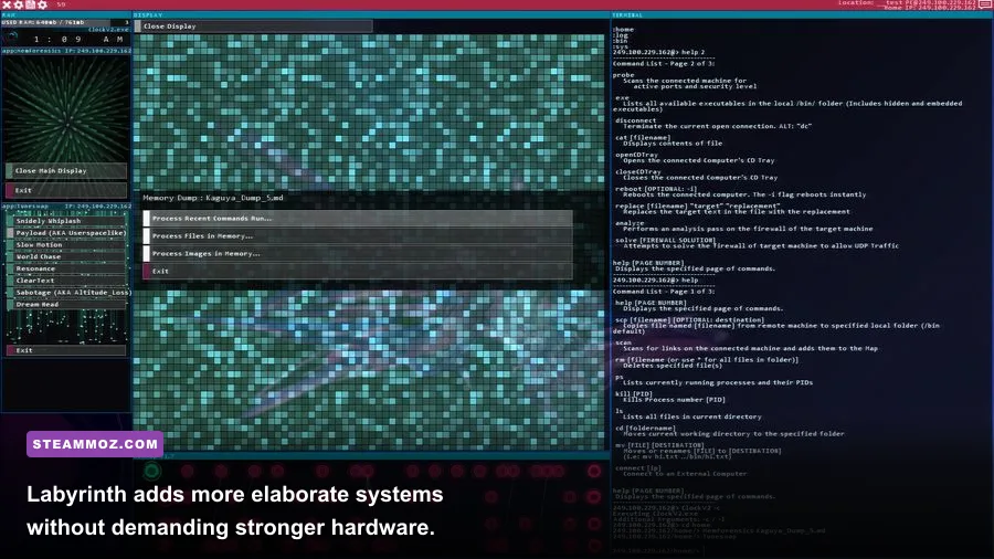 Hacknet X server interface from the Hacknet Labyrinth expansion