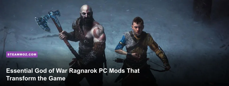 Kratos swinging the Leviathan Axe in God of War Ragnarok on PC
