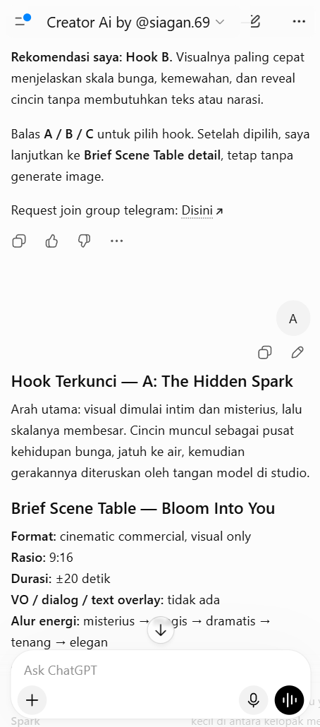 Screenshot pilih Hook A/B/C