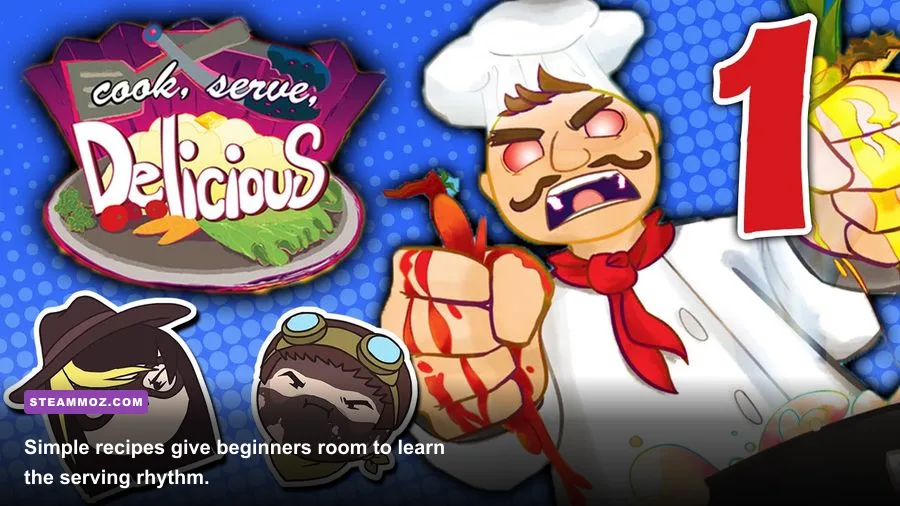 Cook Serve Delicious 3 recipe preparation screen with burgers fries and hot dogs