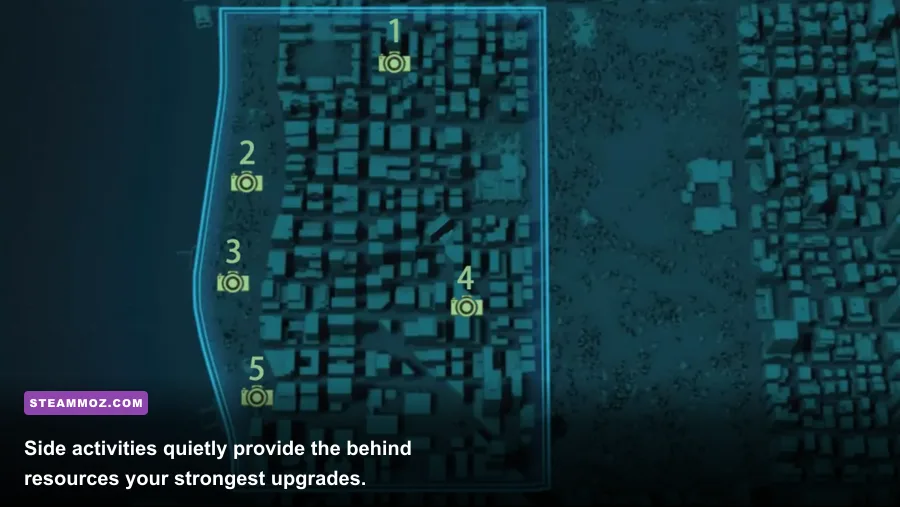 Spider-Man exploring a research station and collecting activities across Manhattan