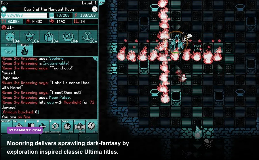 Moonring retro turn based tile RPG gameplay screenshot