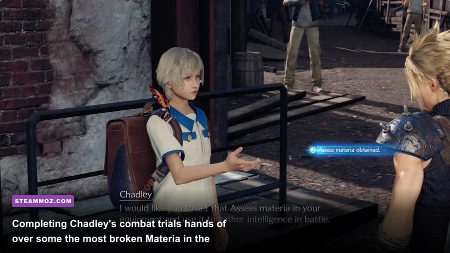 Shinra researcher Chadley offering combat simulator missions and Battle Intel in Sector 7