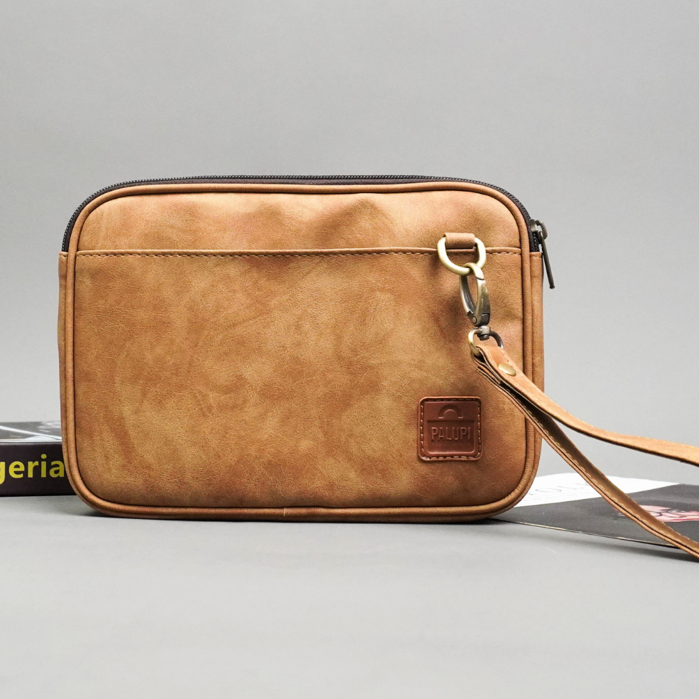 Tas Pouch Kulit Cokelat Klasik Model Adya 2