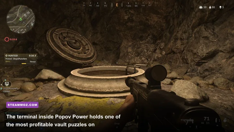 Warzone operator interacting with an electronic terminal inside Popov Power bunker