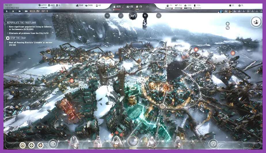 Frostpunk 2 council chamber with faction delegates voting on laws