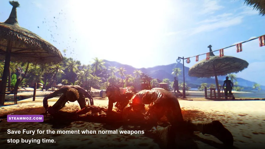 Dead Island Definitive Collection survivor activating Fury against a zombie horde