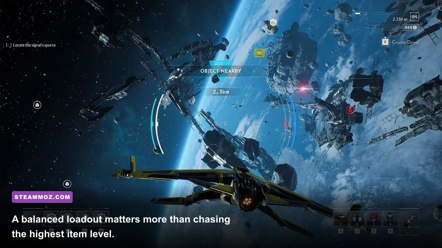 EVERSPACE 2 ship loadout showing weapons devices and equipment