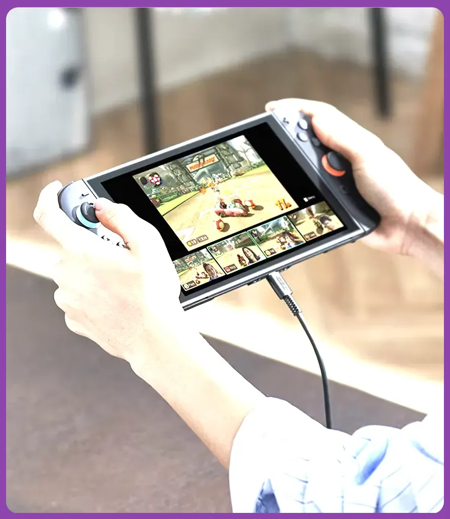 Nintendo Switch handheld and docked display setup for anime games