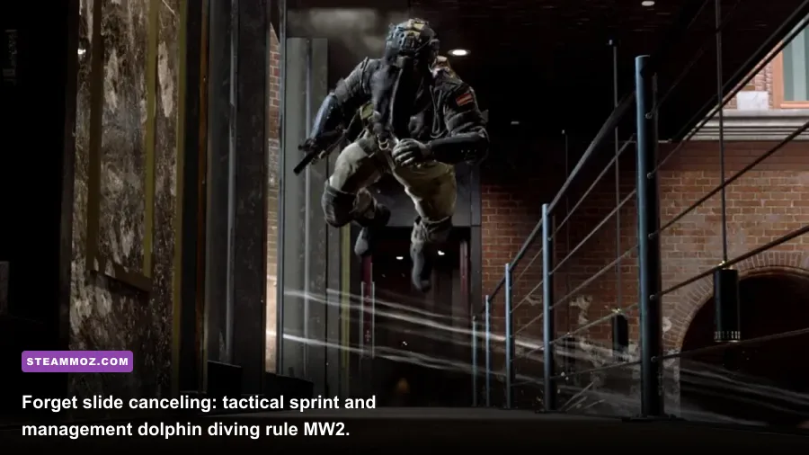 Modern Warfare 2 character executing a dolphin dive into cover