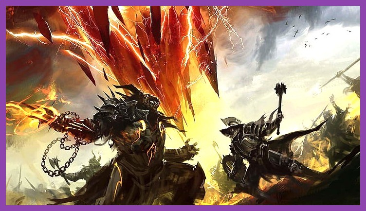 Guild Wars 2 dynamic battlefield with colorful abilities
