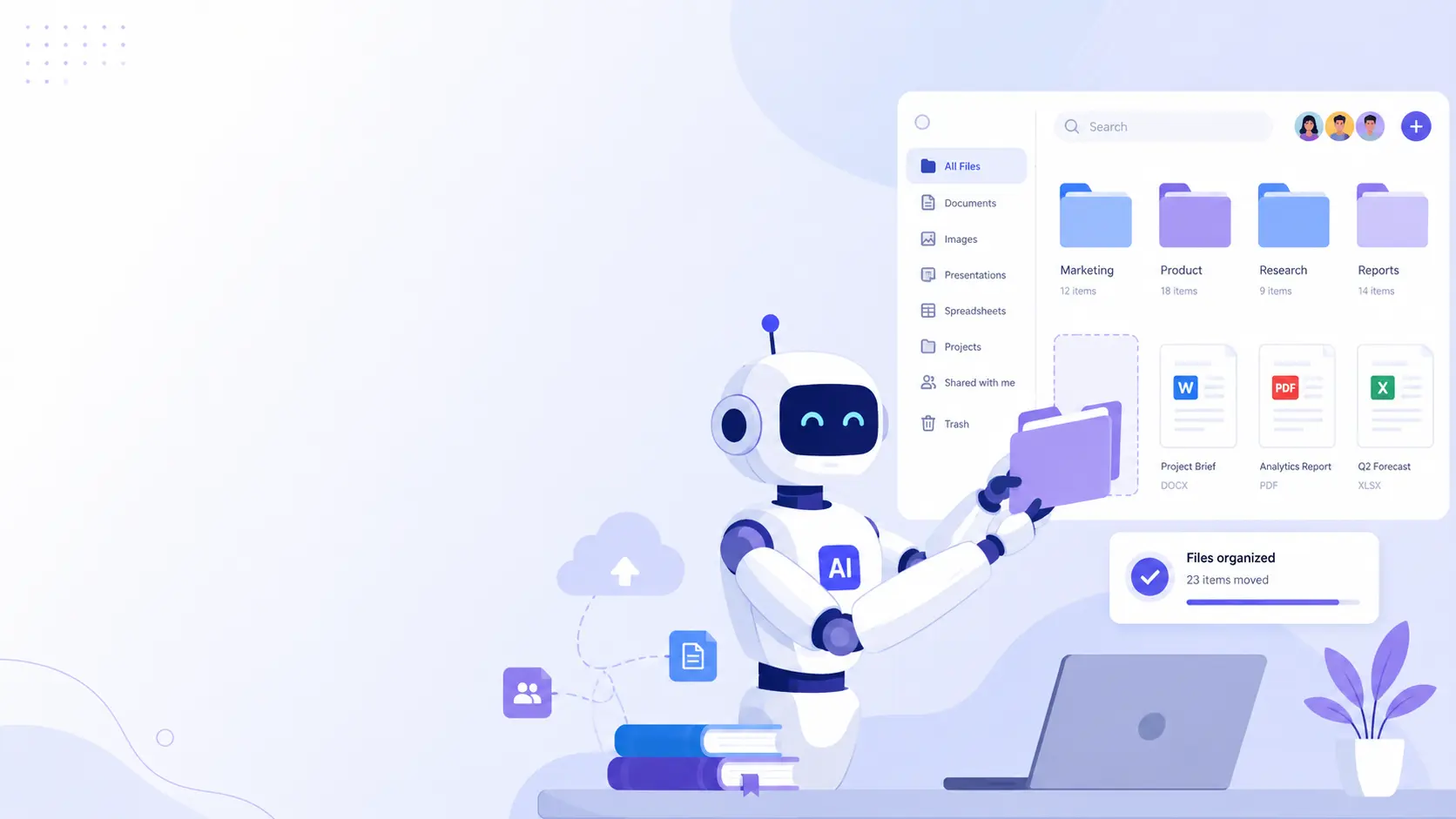 ChatGPTのプロジェクト機能でAIが指示を受け取っている抽象的なイラスト