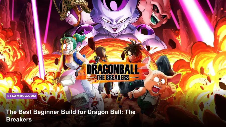 Dragon Ball The Breakers survivors using the Super Time Machine while a Raider attacks